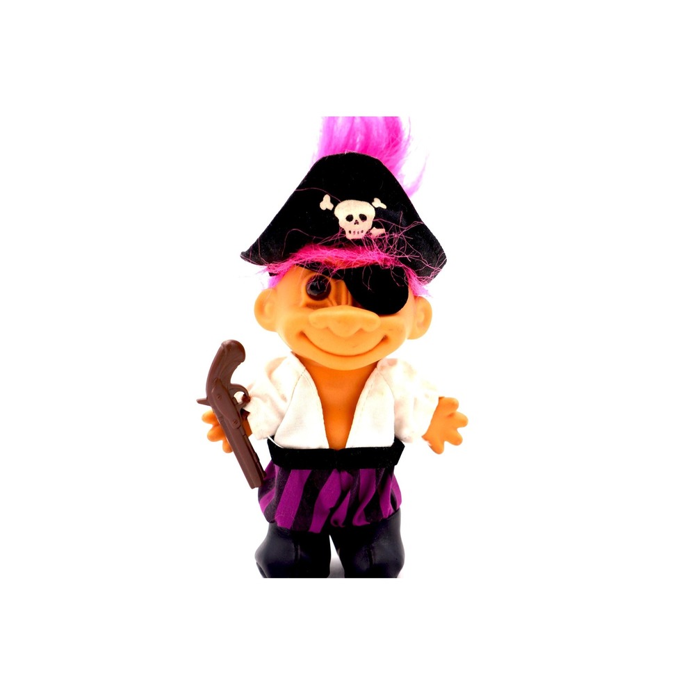 Vintage 1990s Russ Troll Doll Pirate with Pistol, Hat‎ & Eye Patch 90s Good Luck